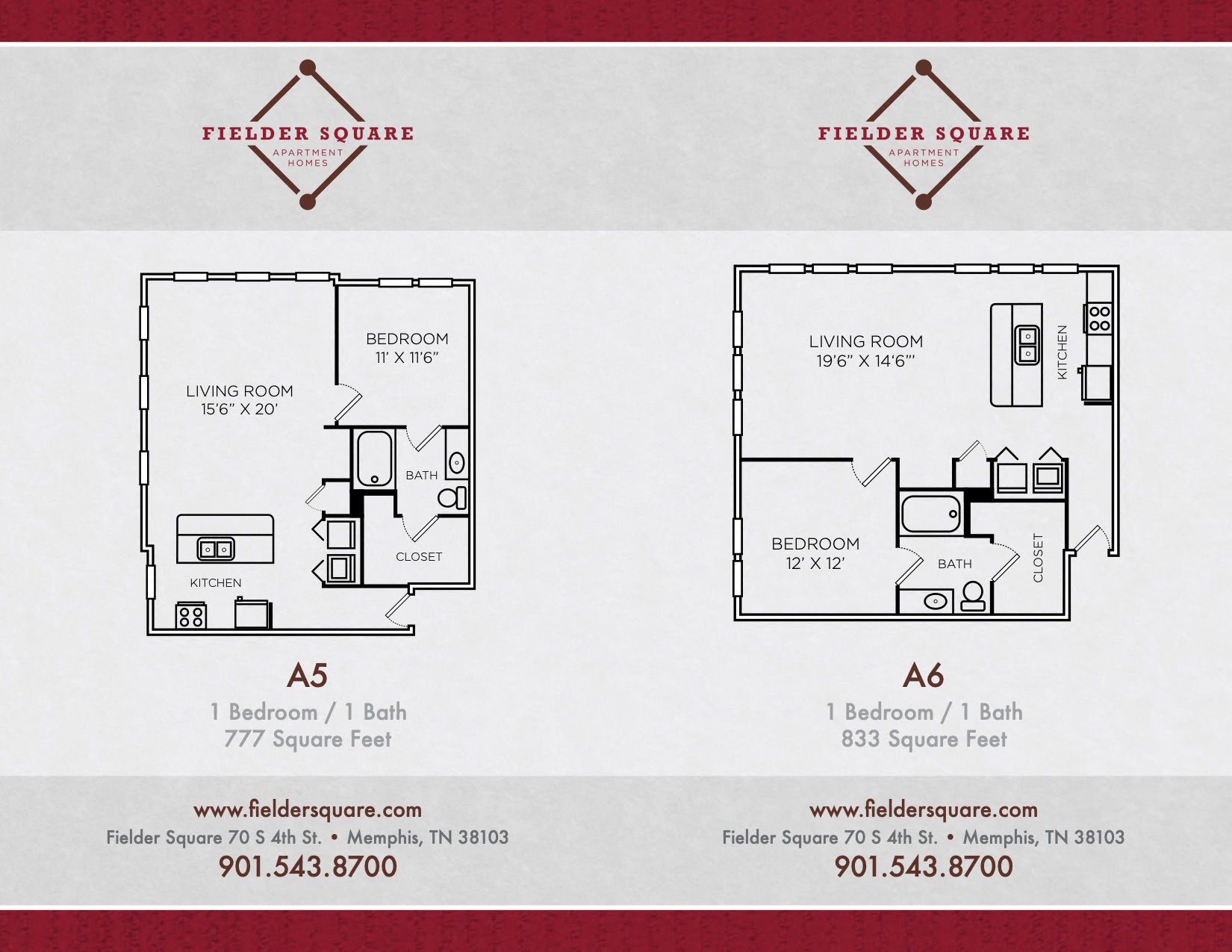 Floor plan for 1 bed, 1 bath, 777 sqft